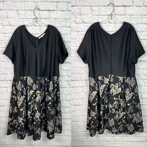 Hutch Black Floral Fit & Flare Cocktail Dress with Pockets Size 3X New!